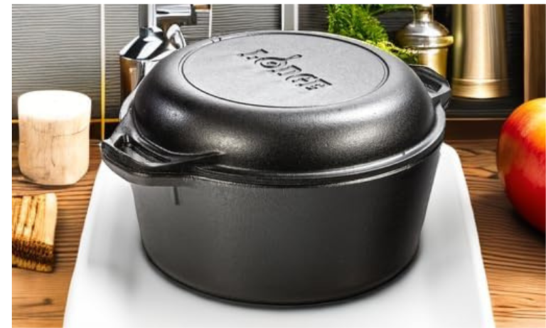 Lodge Pre-Seasoned Cast Iron Double Dutch Oven 5 qt
